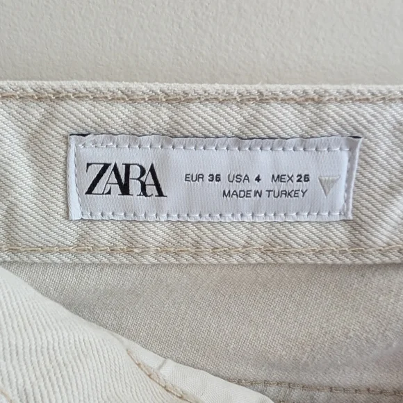 NWOT Zara Denim with Fabric Trim Raw Hem Jeans Ankle Cropped Size 4 Small - Picture 9 of 17